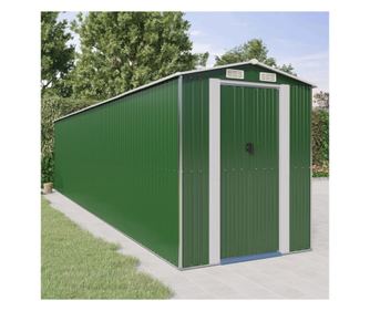 Zöld kerti fészer, 192x855x223 cm, horganyzott acél