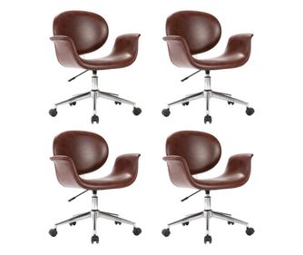 Vrtljivi jedilni stoli 4 kosi rjavo umetno usnje