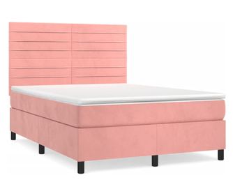 Box spring postelja z vzmetnico roza 140x200 cm žamet