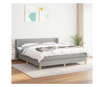 Континентален легло с матрак, светло сиво, 160x200 см, текстил