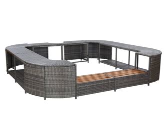 Siva vrtna garnitura 268x268x55 cm od poliratana kvadratnog oblika