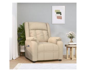 Електрически реклайнер фотьойл, кремав, текстилна материя