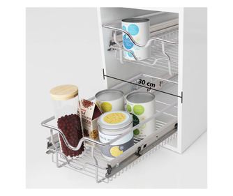 Košara iz žice, 2 kosi, srebrna, 300 mm