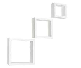 3 db fehér MDF polc készlet Kvadro 25,4x8,7x25,4 cm