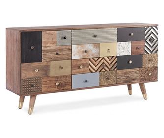 2 az 1-ben Komód 4 Fiókkal, Dhaval Fa, 150x40x78 cm