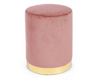 Lucilla roza žametni tabure z zlato kovinsko podlago Ø 35 cm x 40 v