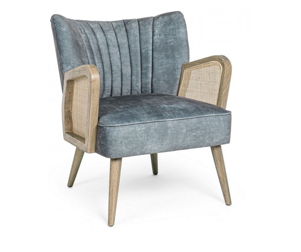 Virna Blue Velvet Upholstered Armchair 64x71x79 cm