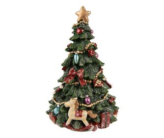 Zenélő karácsonyi figura, többszínű műgyanta, 12x19 cm