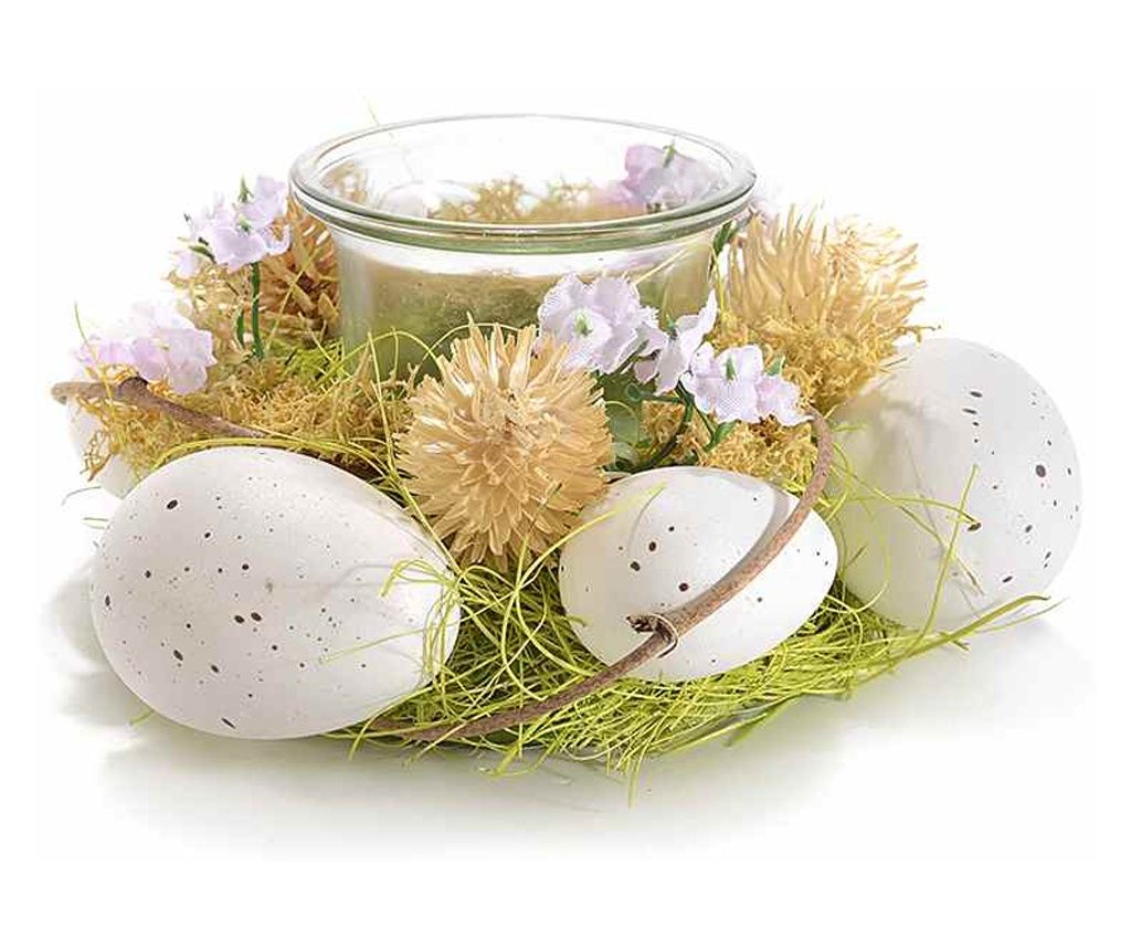 Στεφάνι Ζύμης με Κερί, Λευκό, 14.5x6.5 εκ.