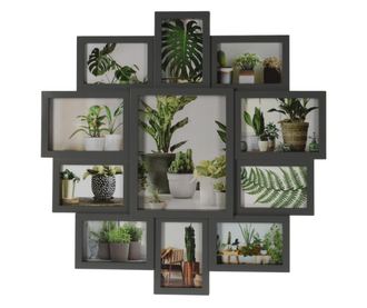 Képkeret Home&Styling kollekció, polipropilén/üveg, 61x62x2,5 cm, 11 fotó, szürke