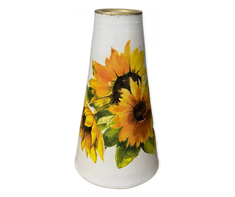Vaza din ceramica,decorata manual, floarea soarelui, 20 cm