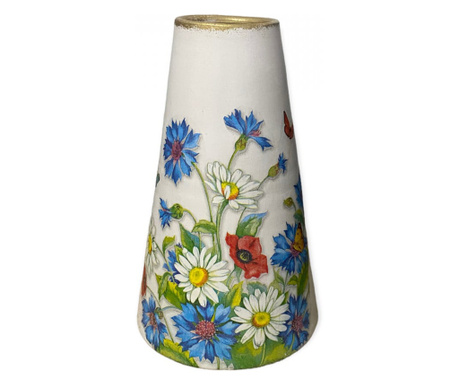 Vaza din ceramica,decorata manual, floricele, 20 cm