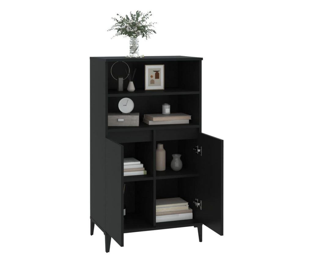 fekete szerelt fa magasszekrény 60 x 36 x 110 cm - 13