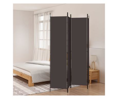 4-Panel Room Divider, Brown, 200x220 cm, Fabric