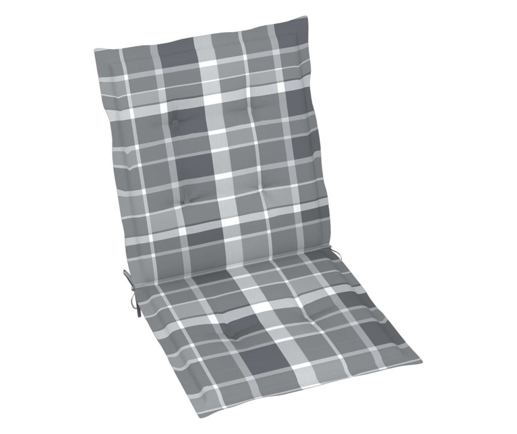 Jastuci za vrtne stolice, 2 kom, sivo karirani, 100x50x3 cm - 2