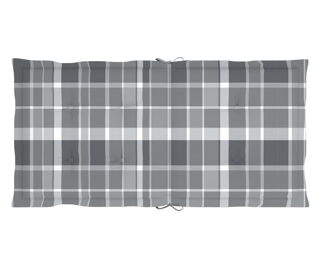Jastuci za vrtne stolice, 2 kom, sivo karirani, 100x50x3 cm - 4
