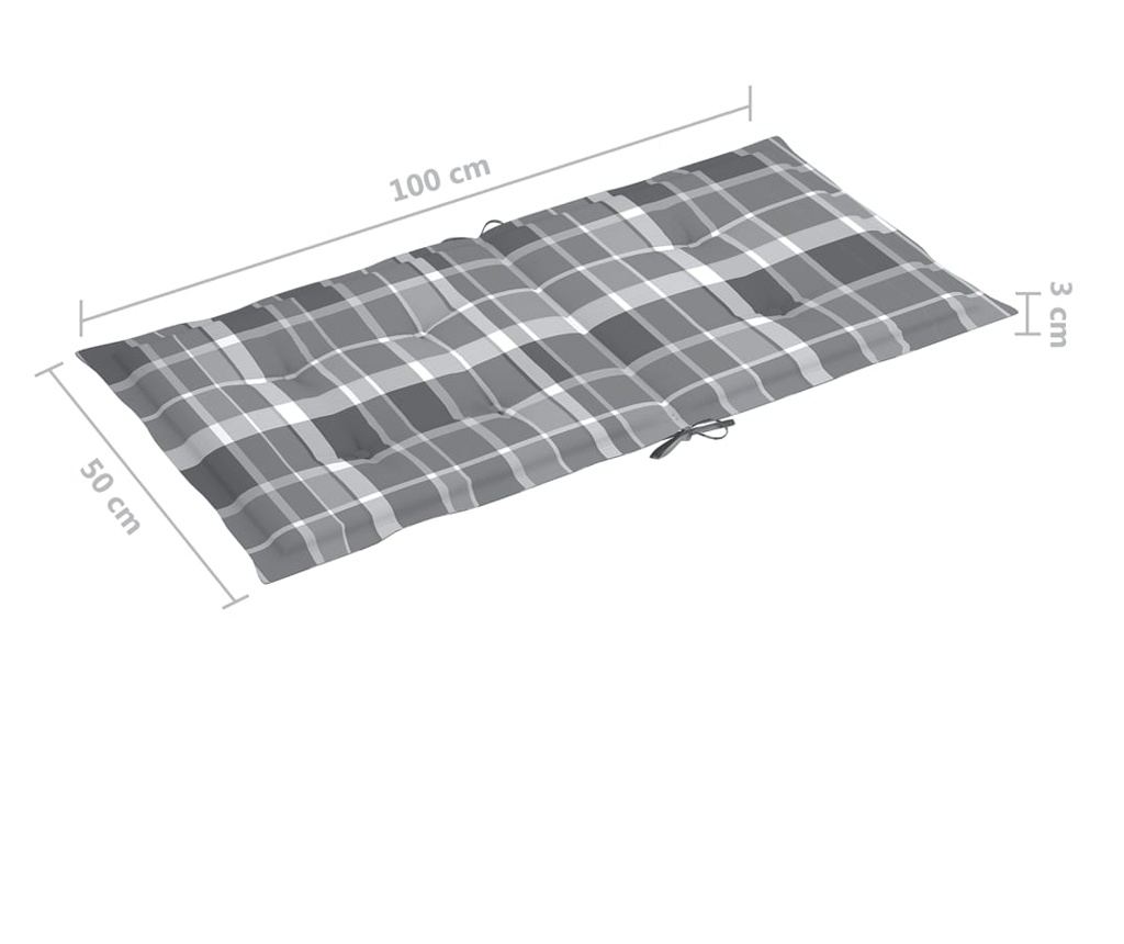 Jastuci za vrtne stolice, 2 kom, sivo karirani, 100x50x3 cm - 6