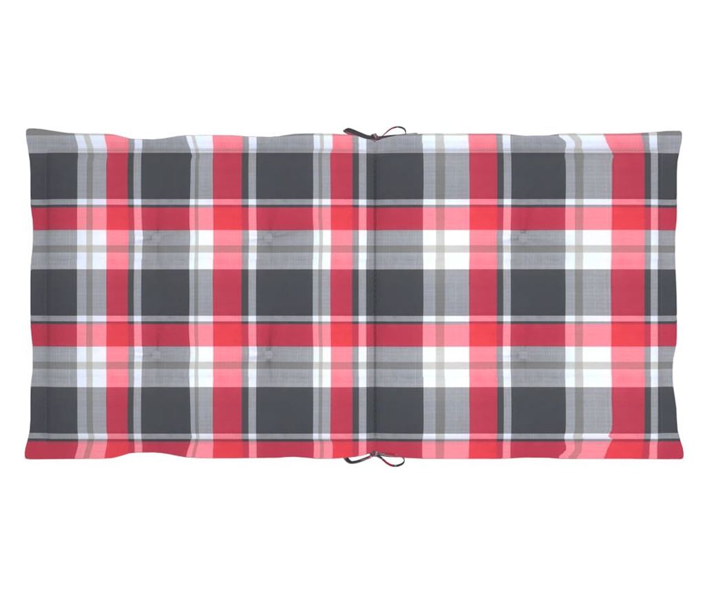 Градински възглавници за седалка, 6 бр., червени, каре, 100x50x3 см - 4