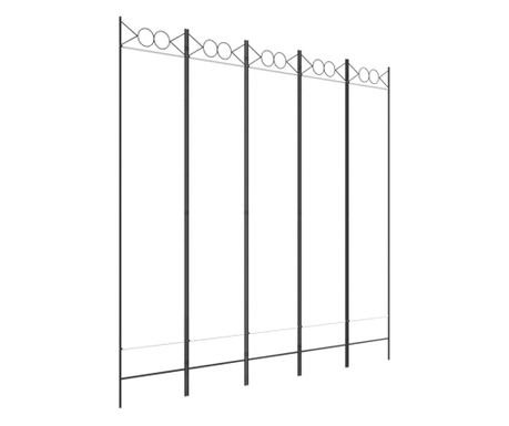 Sobna pregrada s 5 panela bijela 200 x 200 cm od tkanine