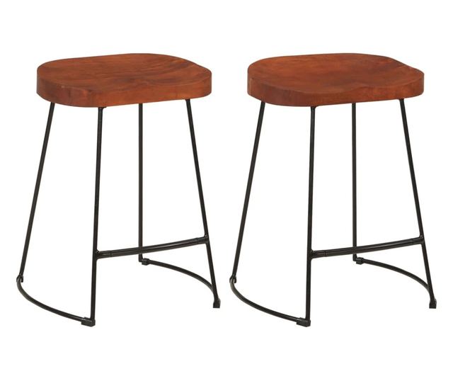 Barski stol Gavin 2 kosa 45x38x53 cm trden mangov les