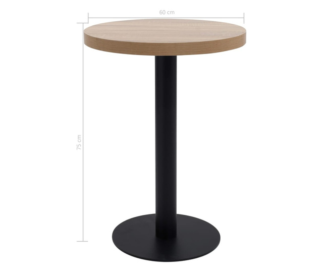 Bistro miza svetlo rjava 60 cm mediapan