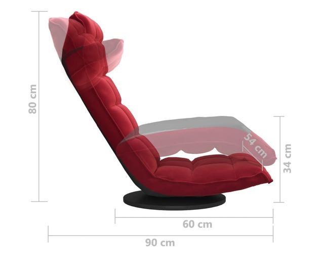 Zakretna podna stolica, vinsko crvena, baršun