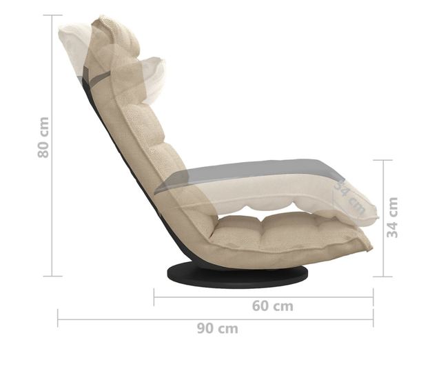 Zakretna podna stolica, krem, tekstilni materijal