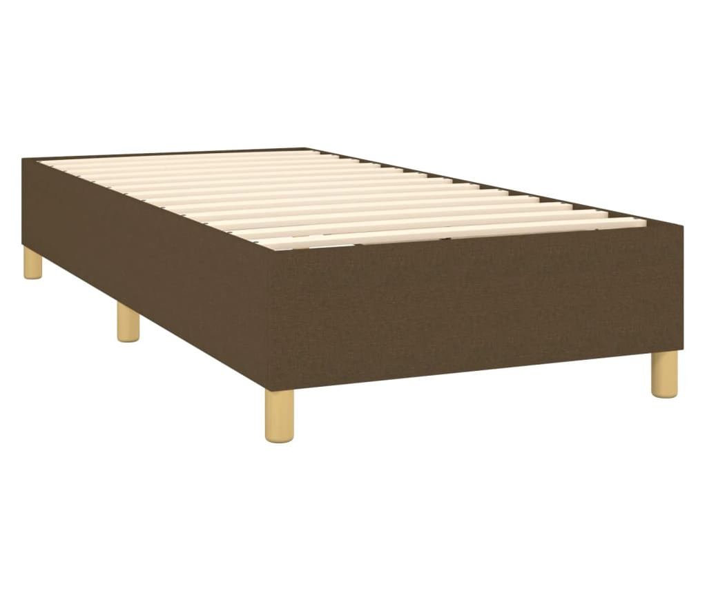 Пружинен спален комплект с матрак и LED, тъмнокафяв, 100x200 см, текстил - 5