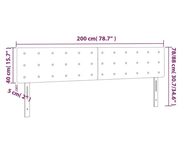 LED Табла за легло, Кремаво, 200x5x78/88 см, Еко кожа