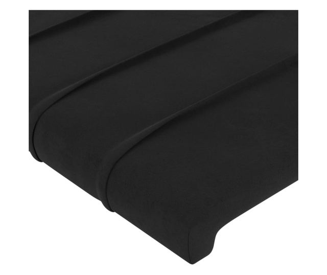 Wezgłowie łóżka z bocznymi skrzydłami, czarne, 147x23x118/128 cm, aksamit