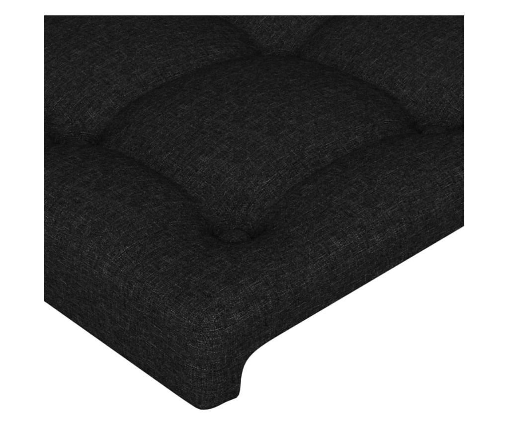 LED Табла за легло, Черно, 80x5x118/128 см, Текстил - 5