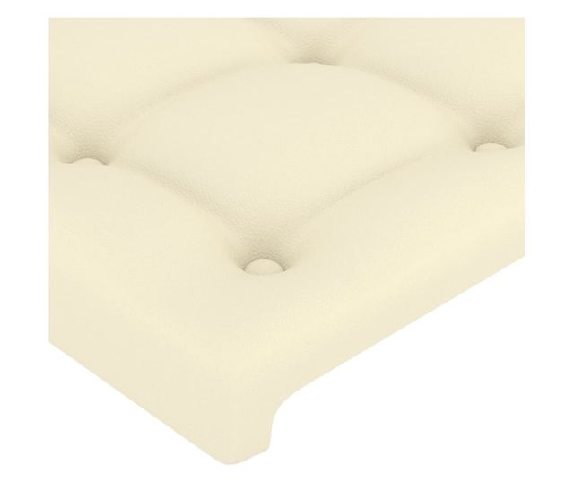 LED Табла за легло, Кремаво, 200x5x78/88 см, Еко кожа