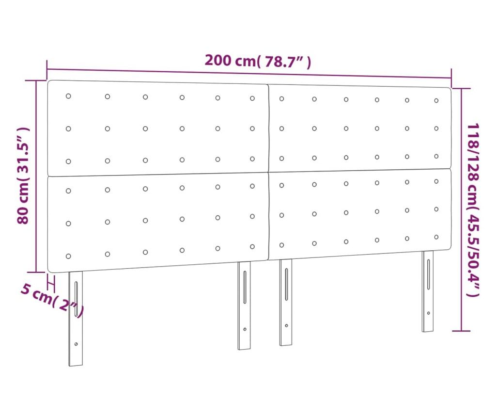 LED fejtámla, krém, 200x5x118/128 cm, műbőr - 6