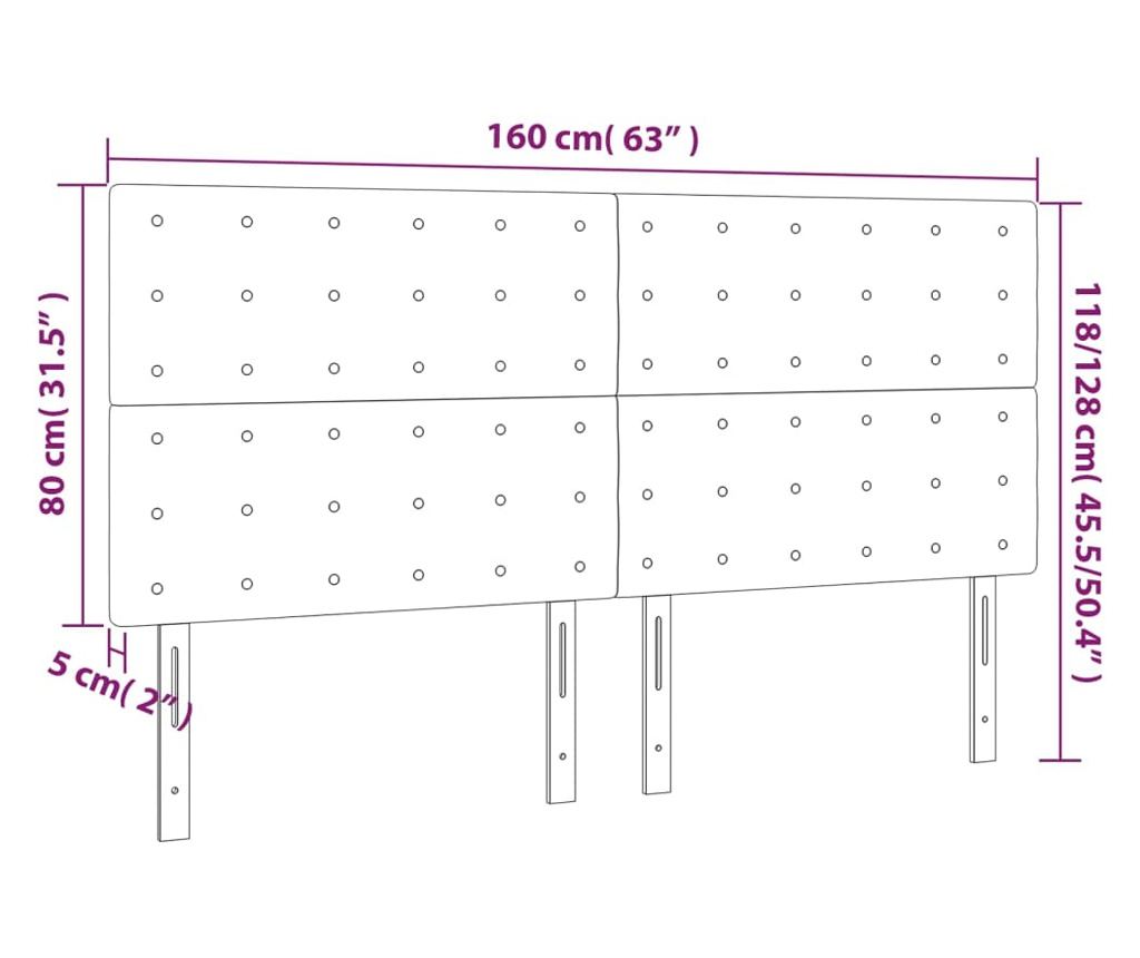LED Табла за легло, кремаво, 160x5x118/128 см, изкуствена кожа - 6