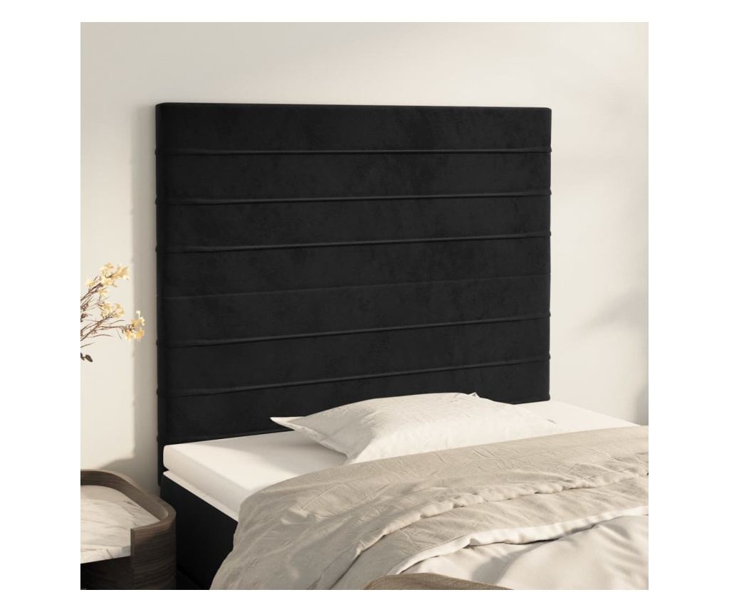 Čelo postele černé 90x5x118/128 cm sametové - 2