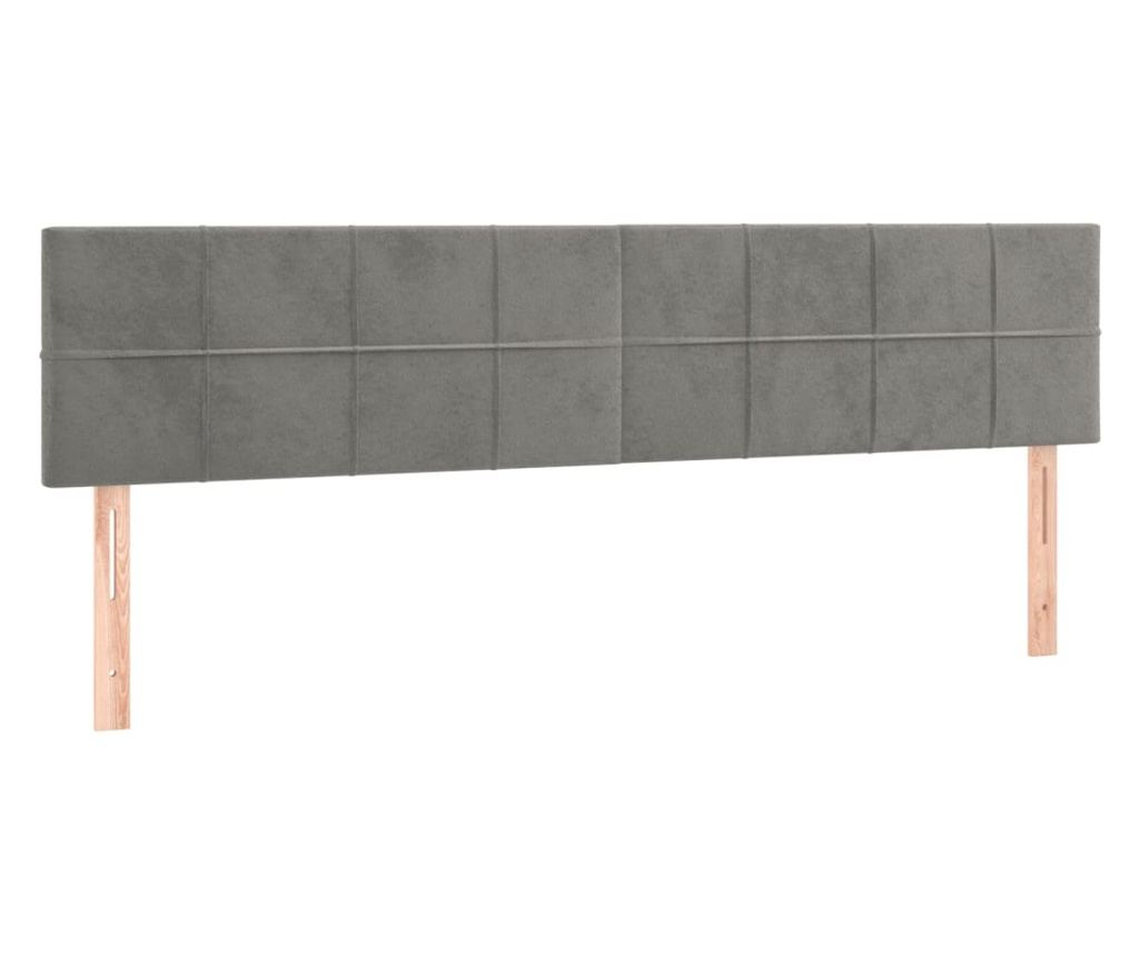Box krevet s madracem, svijetlo siva, 200x200 cm, baršun - 6