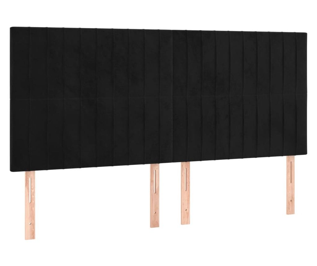 Boxspring postelja z vzmetnico, črna, 180x200 cm, žamet - 6