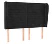 Wezgłowie łóżka z bocznymi skrzydłami, czarne, 147x23x118/128 cm, aksamit