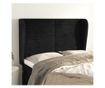Wezgłowie łóżka z bocznymi skrzydłami, czarne, 147x23x118/128 cm, aksamit