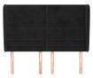 Wezgłowie łóżka z bocznymi skrzydłami, czarne, 147x23x118/128 cm, aksamit