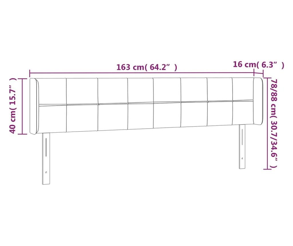 LED vzglavje, roza, 163x16x78/88 cm, žamet - 6