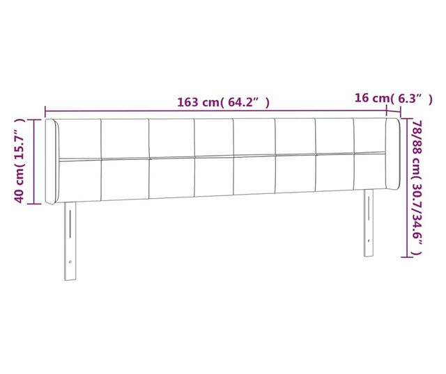 LED Табла за легло, Розово, 163x16x78/88 см, Кадифе