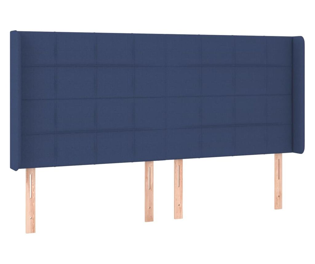 Легло с пружини, матрак и LED осветление, синьо, 200x200 см, текстил - 7