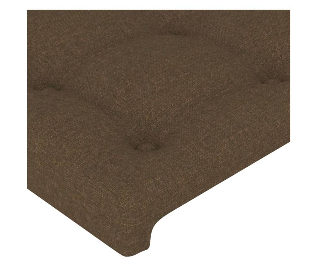 Tăblie de pat cu LED, maro închis, 80x5x118/128 cm, textil - 5