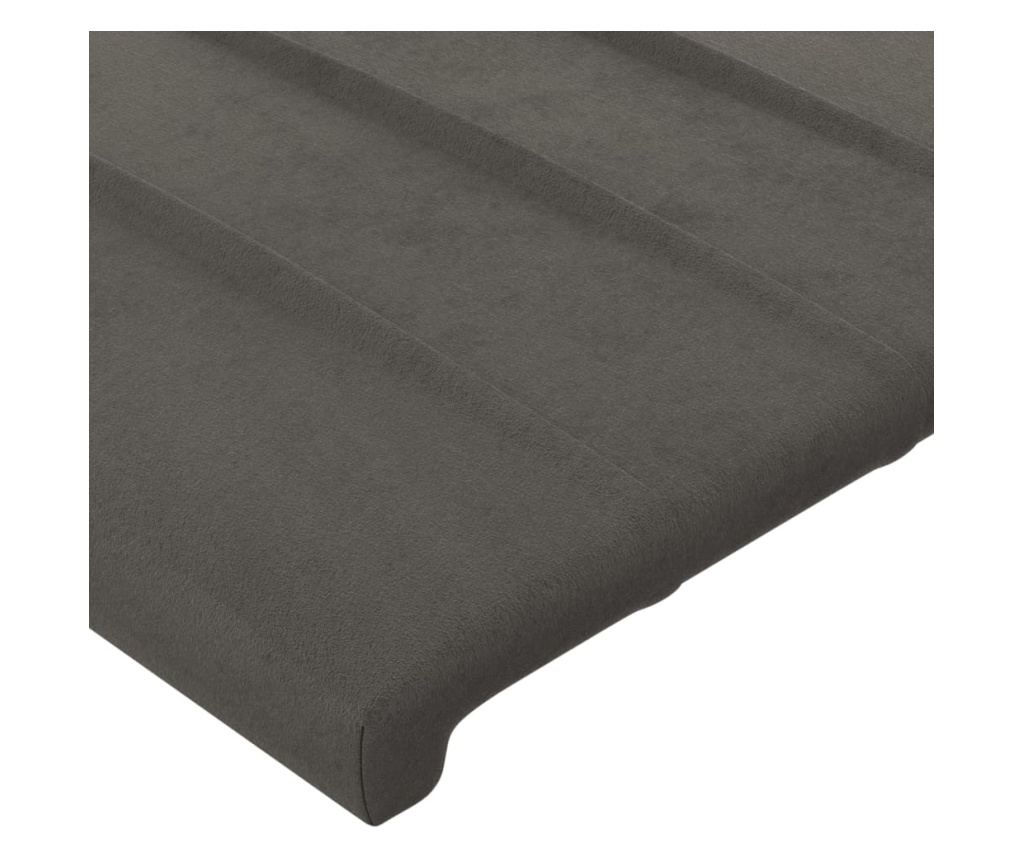 Рамка за легло с табла, тъмносива, 160x200 см, кадифе - 15