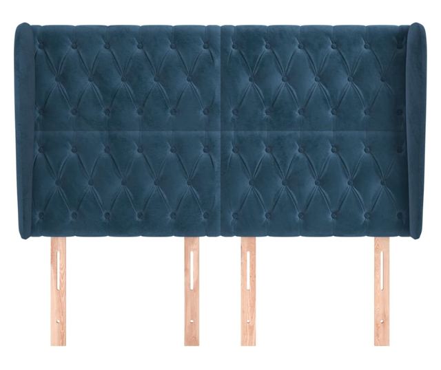 Tăblie pat cu urechi albastru închis 147x23x118/128 cm catifea