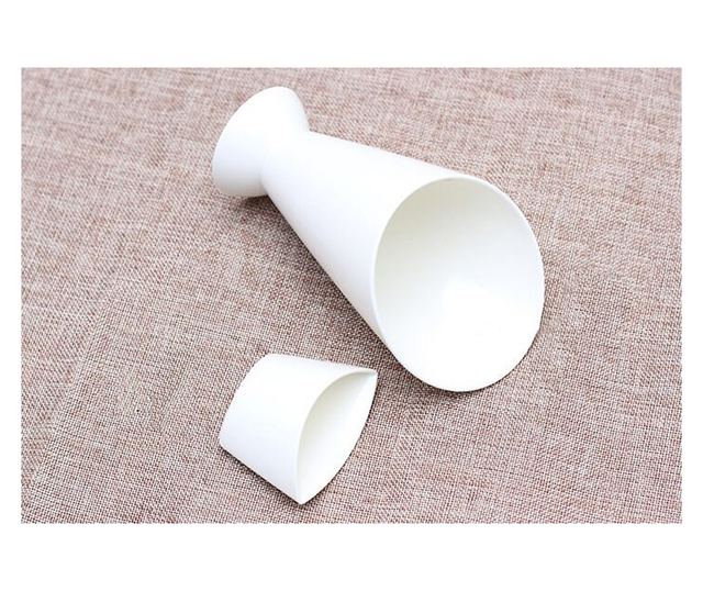 Con pentru servire gustari si suport pentru sosuri, Alb, 16.5 x 10 cm