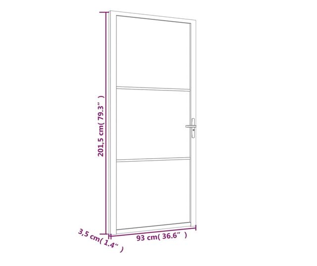 Notranja vrata 93x201,5 cm črna ESG steklo in aluminij