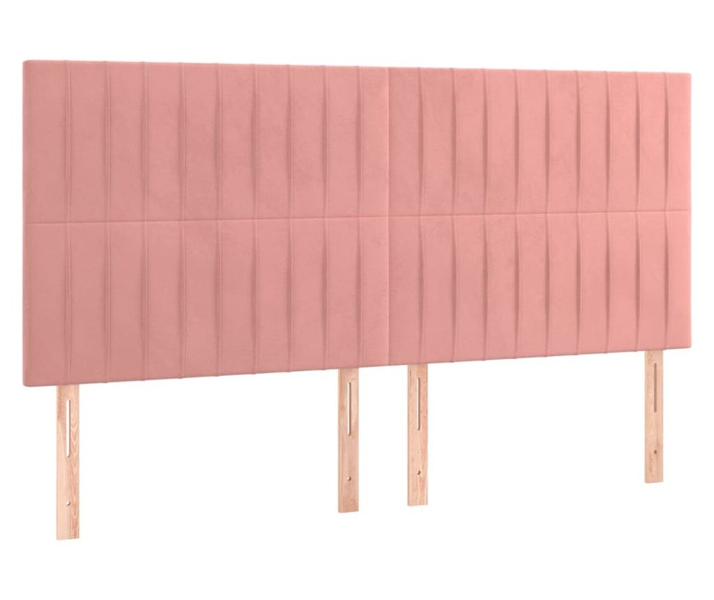 Боксспринг легло с матрак, розово, 200x200 см, кадифе - 6