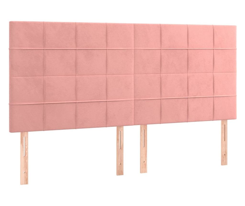 Боксспринг легло с матрак, розово, 200x200 см, кадифе - 6